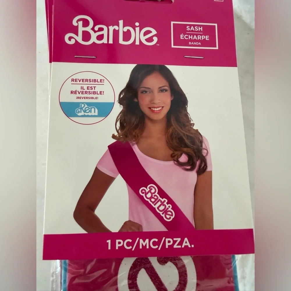 Barbie | Reversible Barbie Ken Pink Blue Celebration Sash | 60in - Picture 5 of 7